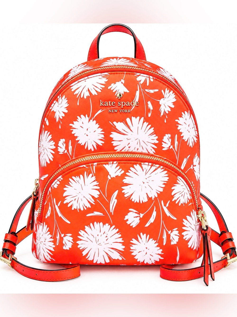 NWOT! Kate Spade Karissa Orange & White Nylon Floral Backpack
